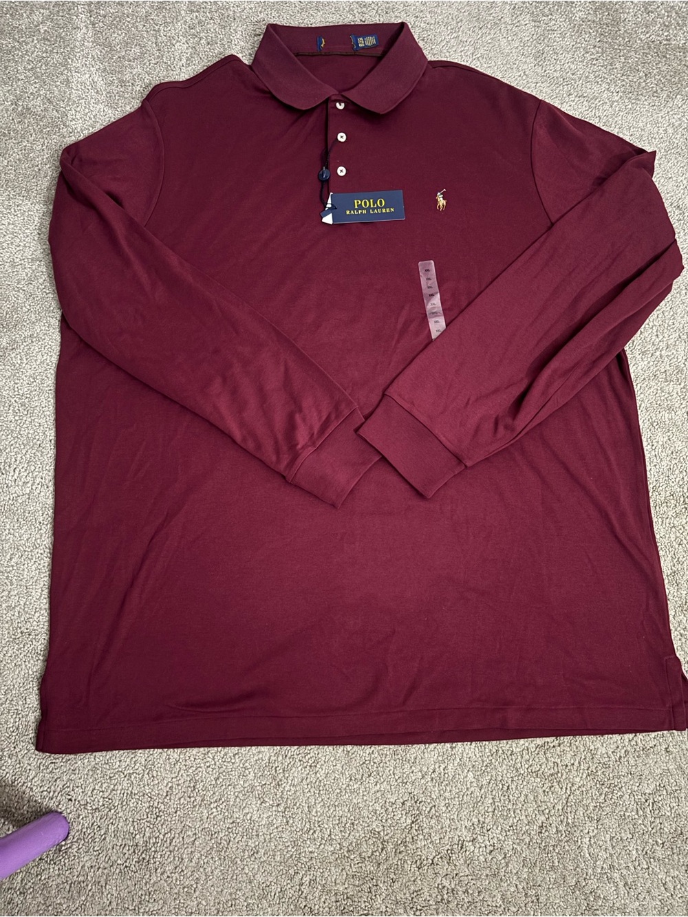 Polo Ralph Lauren Men's Long-Sleeve Polo Shirt - Burgundy Size 2XL - Picture 5 of 13